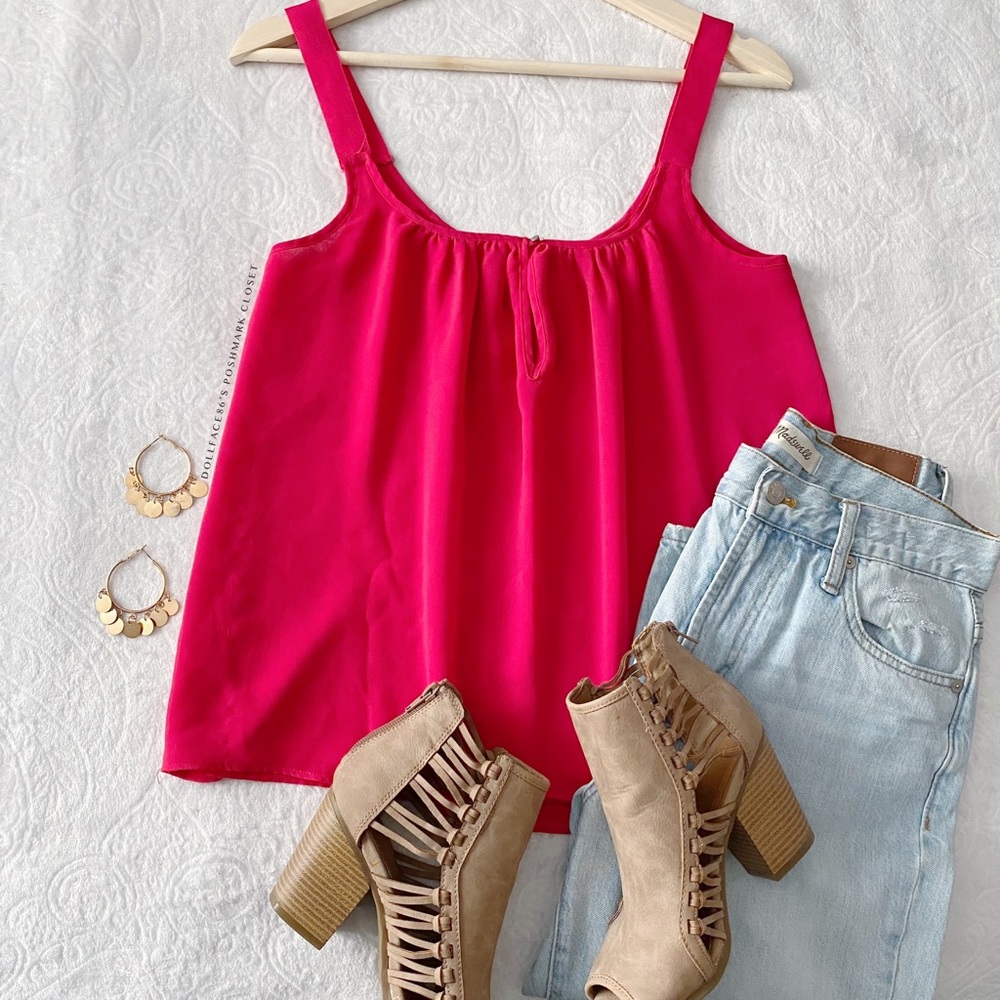 Zara Silky Keyhole Cutout Neckline Tank Top